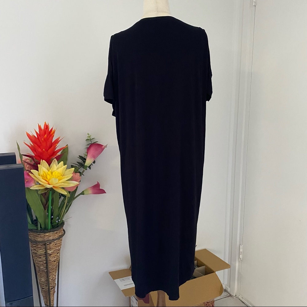 Witchery Shift Tee Midi Black Dress Split Cold Shoulder Size 6 - Picture 5 of 6